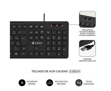 TECLADO BUSINESS SLIM SILENCIOSO WIRED NEGRO SUBBLIM