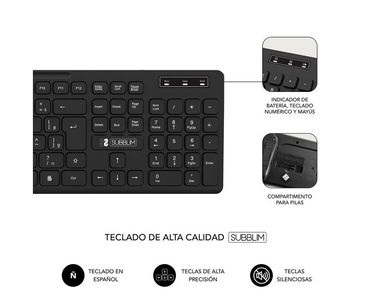 TECLADO + RATON BUSINESS SLIM SILENCIOSO WIRELESS NEGRO SUBBLIM