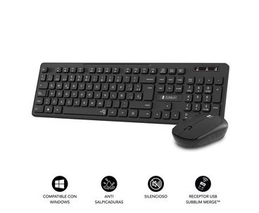 TECLADO + RATON BUSINESS SLIM SILENCIOSO WIRELESS NEGRO SUBBLIM