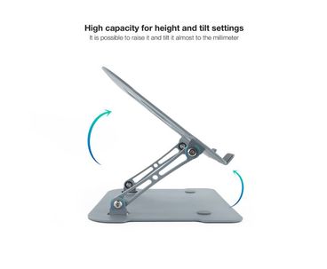 SOPORTE ELEVADOR PARA PORTATILES AJUSTABLE ERGONOMICO GRIS TOOQ