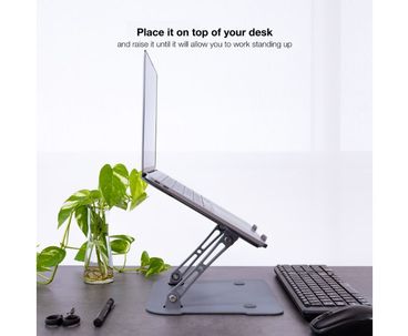 SOPORTE ELEVADOR PARA PORTATILES AJUSTABLE ERGONOMICO GRIS TOOQ