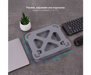 SOPORTE ELEVADOR PARA PORTATILES AJUSTABLE ERGONOMICO GRIS TOOQ
