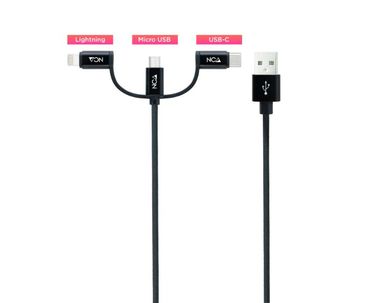 CABLE 3EN1 CARGA/DATOS USB-A A USB-C/MICROUSB-LIGHTNING 1M NEGRO NANOCABLE