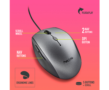 RATON OPTICO MOTH GRIS NGS