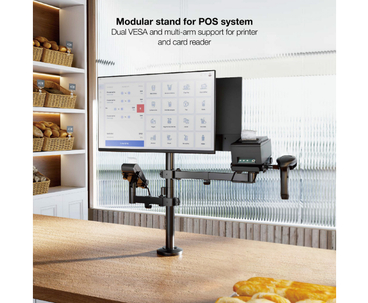 SOPORTE MESA 3 BRAZOS TPV/IMPRESORA/PANTALLA/TERMINAL/LECTOR NEGRO TOOQ